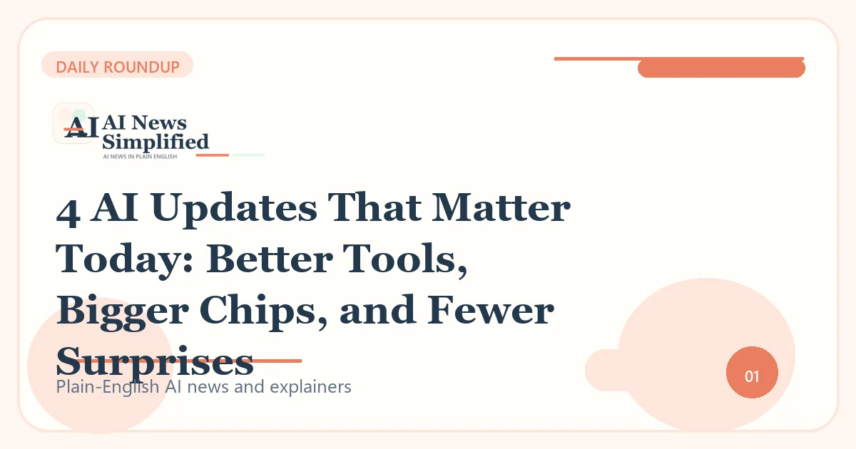 4 AI Updates That Matter Today: Better Tools, Bigger Chips, and Fewer Surprises