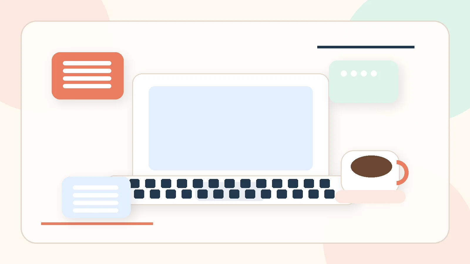 Illustration of a friendly AI news dashboard with story cards