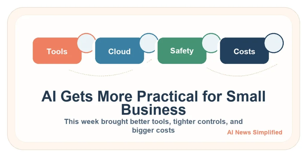 Featured image for a weekly small-business AI recap covering tools, cloud access, security, and costs.
